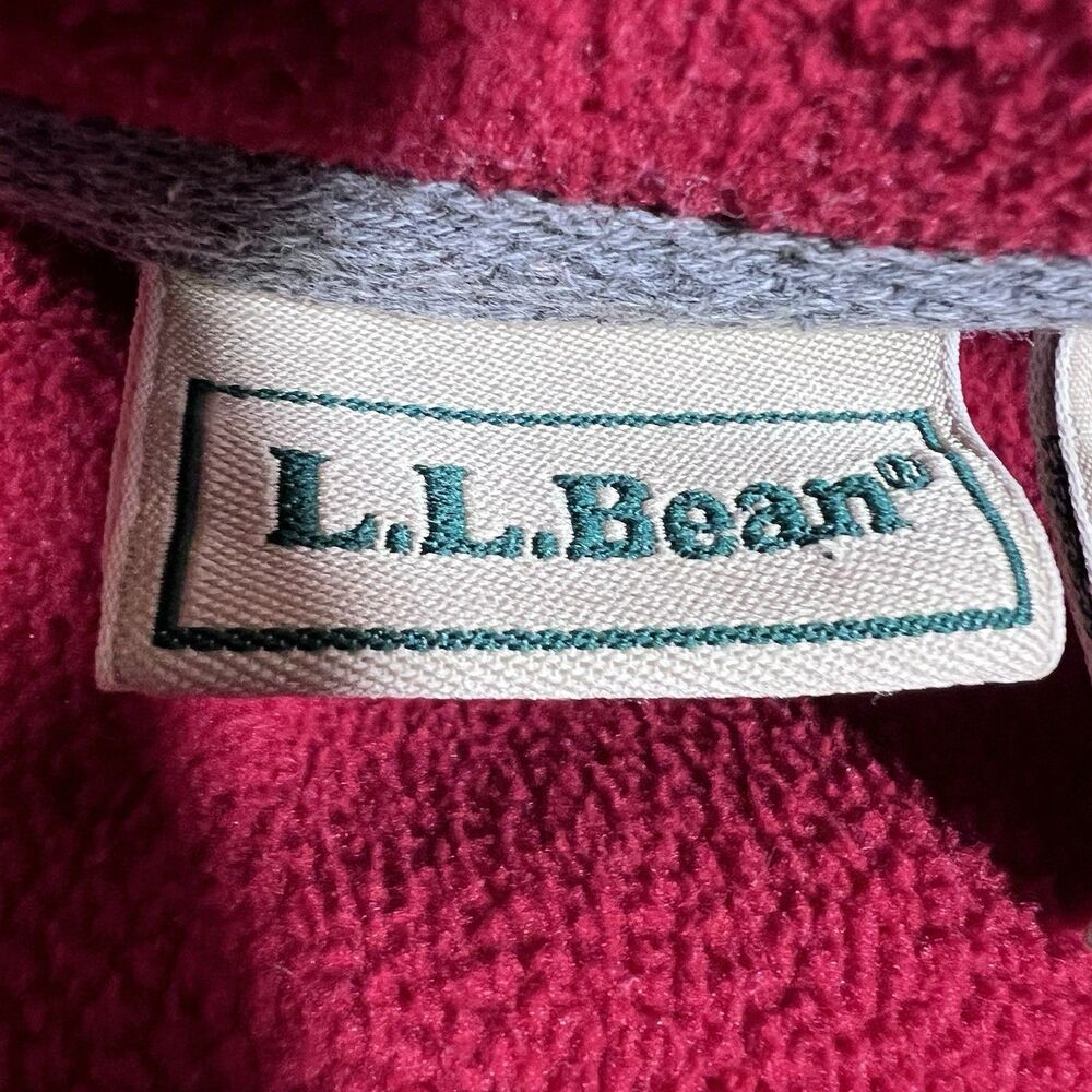 Vintage 90s LL Bean Red Fleece V-Neck Pullover Sweater Men's XL Hong Kong - Picture 7 of 9